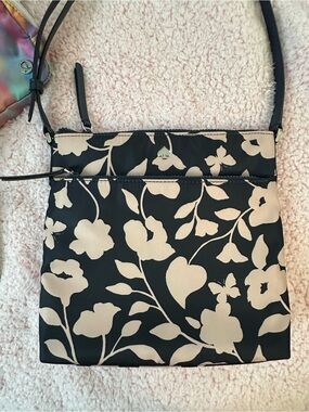 kate spade Black & Cream Floral Crossbody Purse